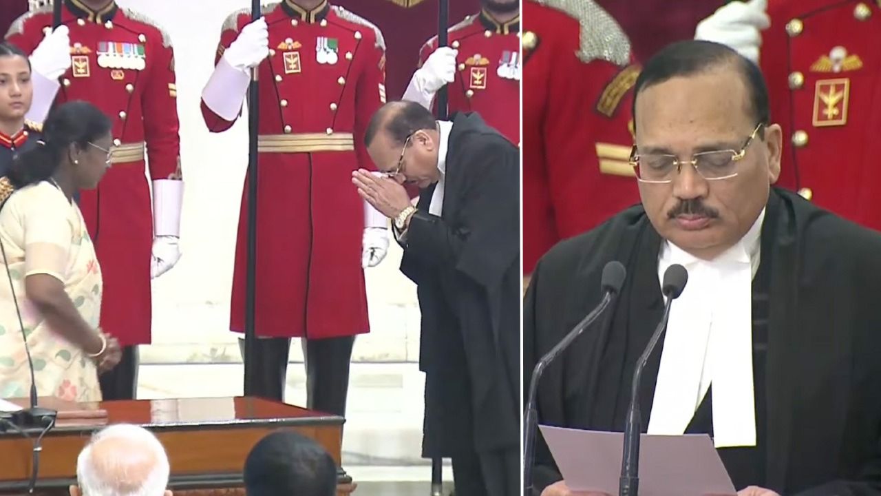 Surya kant 53th Chief Justice of India Swearing Ceremony at Rashtrapati Bhavan with President Draupadi Murmu