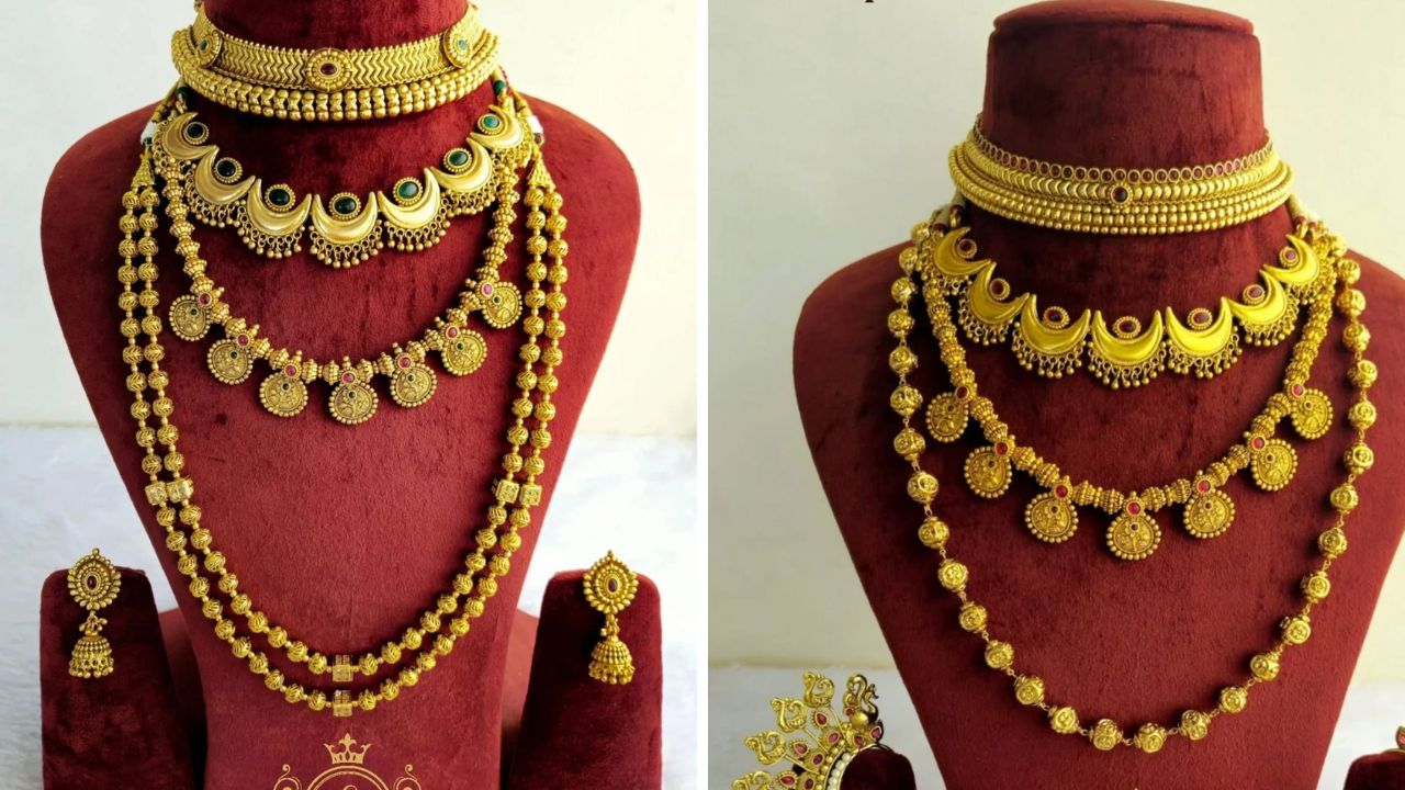 हल्ली चंद्रकोर दागिने खूप जास्त ट्रेडींगला आहेत. त्यामुळे नऊवारी लुकवर तुम्ही चंद्रकोर असलेला ब्रायडल सेट घालून तुमचा लुक आणखीनच खुलवू शकता. 