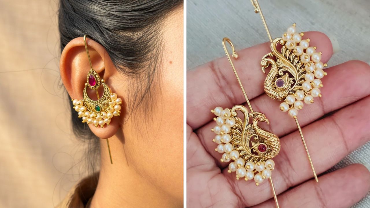 आकर्षक, यूनिक, हलके वजनाचे आणि कानाला वेगळेपण देणारे मोत्याचे इअरकफ साडीवर अतिशय सुंदर दिसतात. यामुळे तुमचे कान भरगच्च दिसतील.