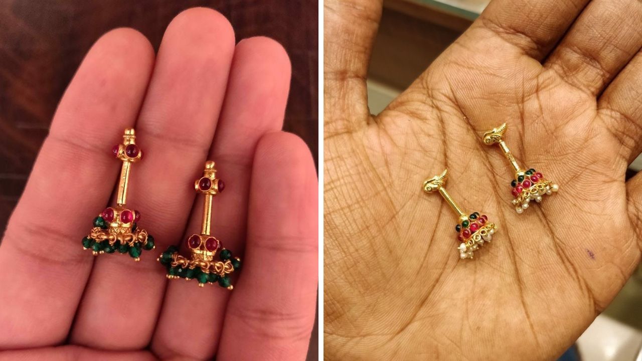 मराठमोळ्या लुकला मॉर्डन टच देण्यासाठी स्टोनवर्क केलेली बुगडी घालू शकता. स्टोन वर्क केलेली बुगडी कोणत्याही साडीवर किंवा ड्रेसवर अतिशय सुंदर दिसते.