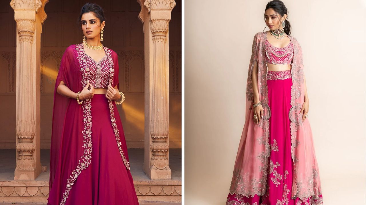 लग्नात जॅकेट स्टाईल लेहेंगा परिधान केल्यास उठावदार आणि स्टायलिश लुक दिसेल. जॅकेट स्टाईल लेहेंग्यावर केलेले बारीक बारीक मण्यांचे नक्षीकाम लुकची शोभा वाढवेल. 