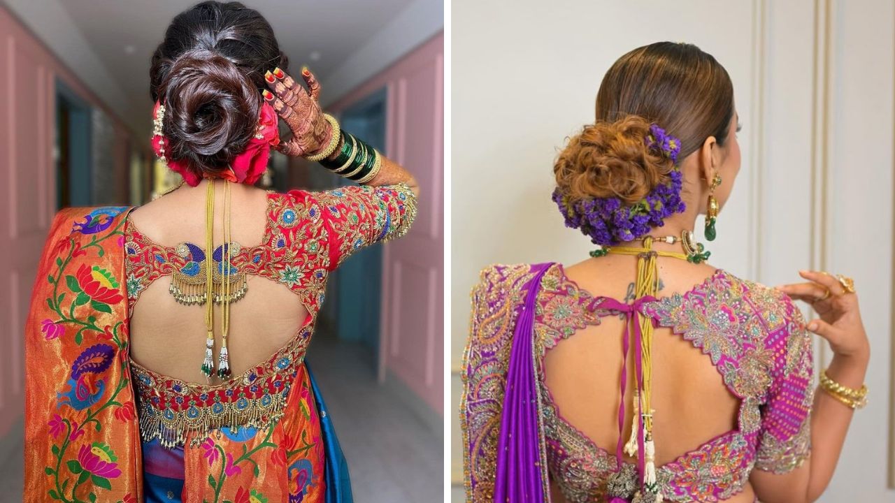 काहींना नऊवारी साडीवरील ब्लाऊज जास्त हेवी डिझाईन केलेला हवा असतो. अशावेळी तुम्ही ब्लाऊजवर मोर किंवा इतर कोणत्याही डिझाईन करू शकता.