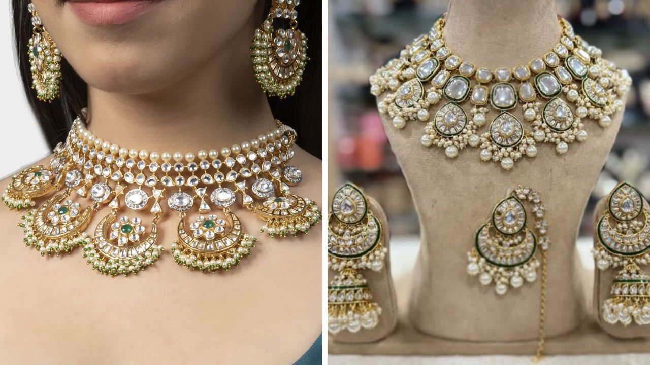 तुम्हाला जर ग्लॅमरस आणि रॉयलक टच देणारा लुक हवा असेल तर तुम्ही कुंदन किंवा पोल्की सेट घालू शकता. हे दागिने प्रामुख्याने राजस्थानी महिला घालतात.