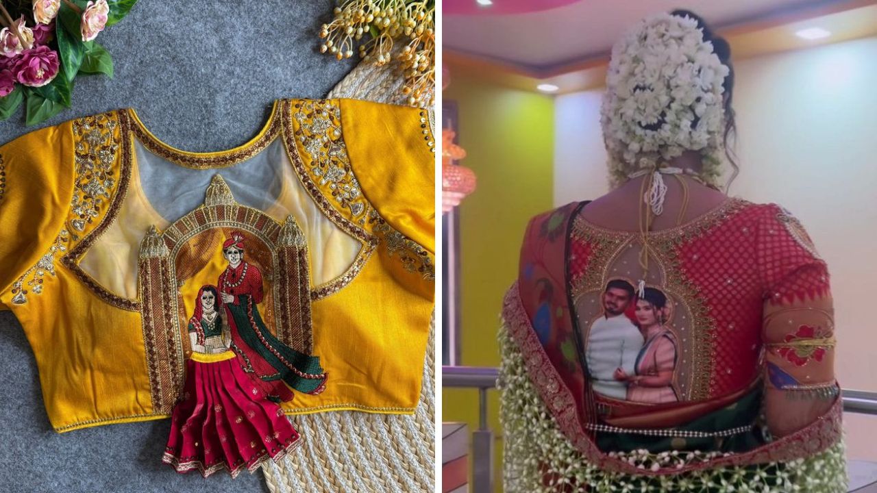 फॅशनच्या जमान्यात अनेक वेगवेगळ्या गोष्टी सतत बदलत असतात. त्यामुळे ब्लाऊजवर नवरानवरीचे फोटो किंवा इतर कोणतीही सुंदर हॅन्ड पेंटींग काढून ब्लाऊज आणखीनच आकर्षक बनवू शकता.