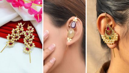 पारंपरिक कपड्यांना ग्लॅमर्स आणि मॉर्डन लुक देण्यासाठी परिधान करा Needle Earcuffs, दिसेल सुंदर लुक