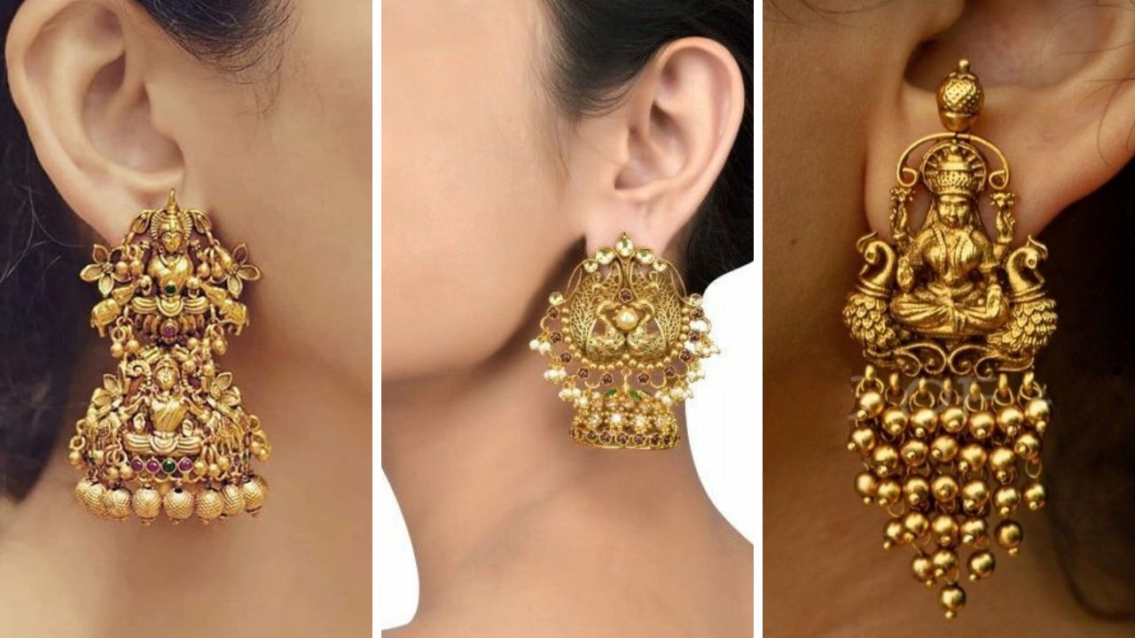 कांजीवरम साडीवर परिधान करा ‘या’ सुंदर डिझाइनचे टेम्पल ज्वेलरी झुमके, ट्रेंडींग दागिन्यांनी वाढवा लुकची शोभा