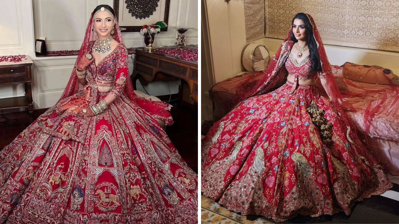 लग्नातील रिशेप्शनसाठी तुम्हाला जर रॉयल लुक हवा असेल तर तुम्ही लाल रंगाच्या लेहेंग्याची निवड करू शकता. लाल रंग अतिशय उठावदार दिसतो. 