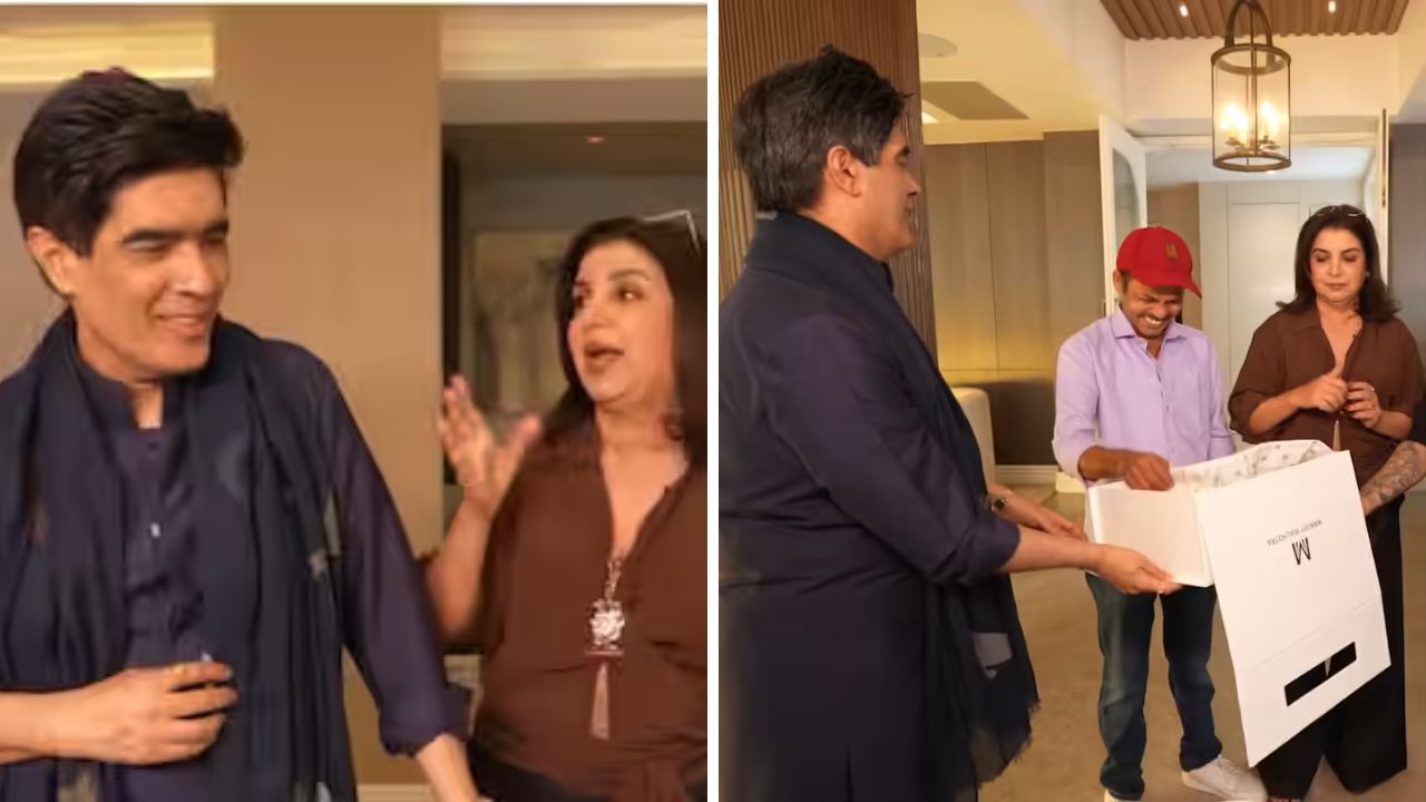 Farah Khanच्या कुक दिलीपला मनीष मल्होत्राकडून खास भेट; फराहच्या मजेदार रिअ‍ॅक्शन चर्चेत, म्हणाली….