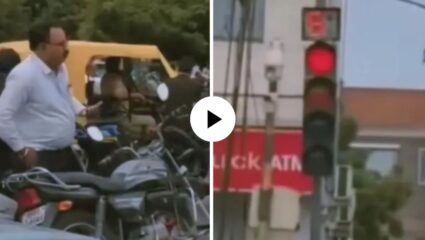 याला म्हणतात परफेक्ट टाईम मॅनेजमेंट; सिग्नलची अवघी काही सेकंद अन् काकांनी घेतला हाती विडा, Video Viral