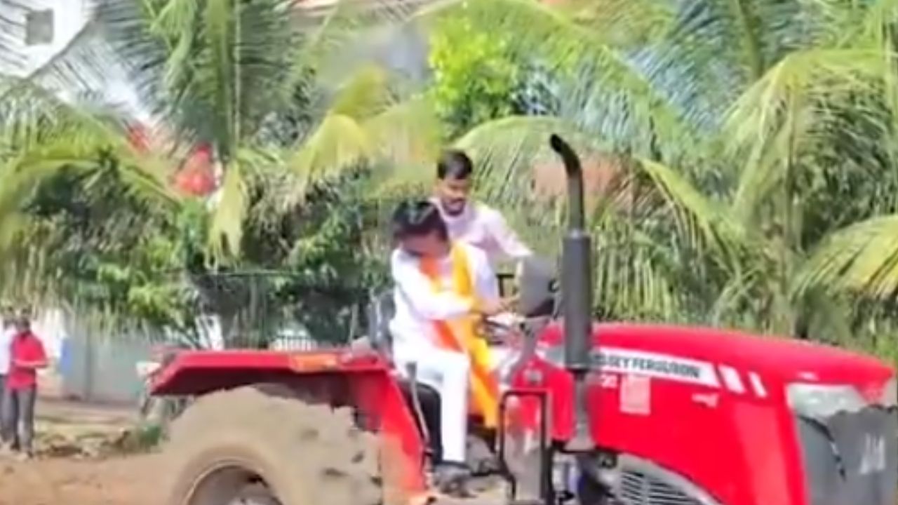 Jalna : मनोज जरांगे पाटील यांनी चालवला ट्रॅक्टर; रब्बी हंगामातील शेती कामांची लगबग