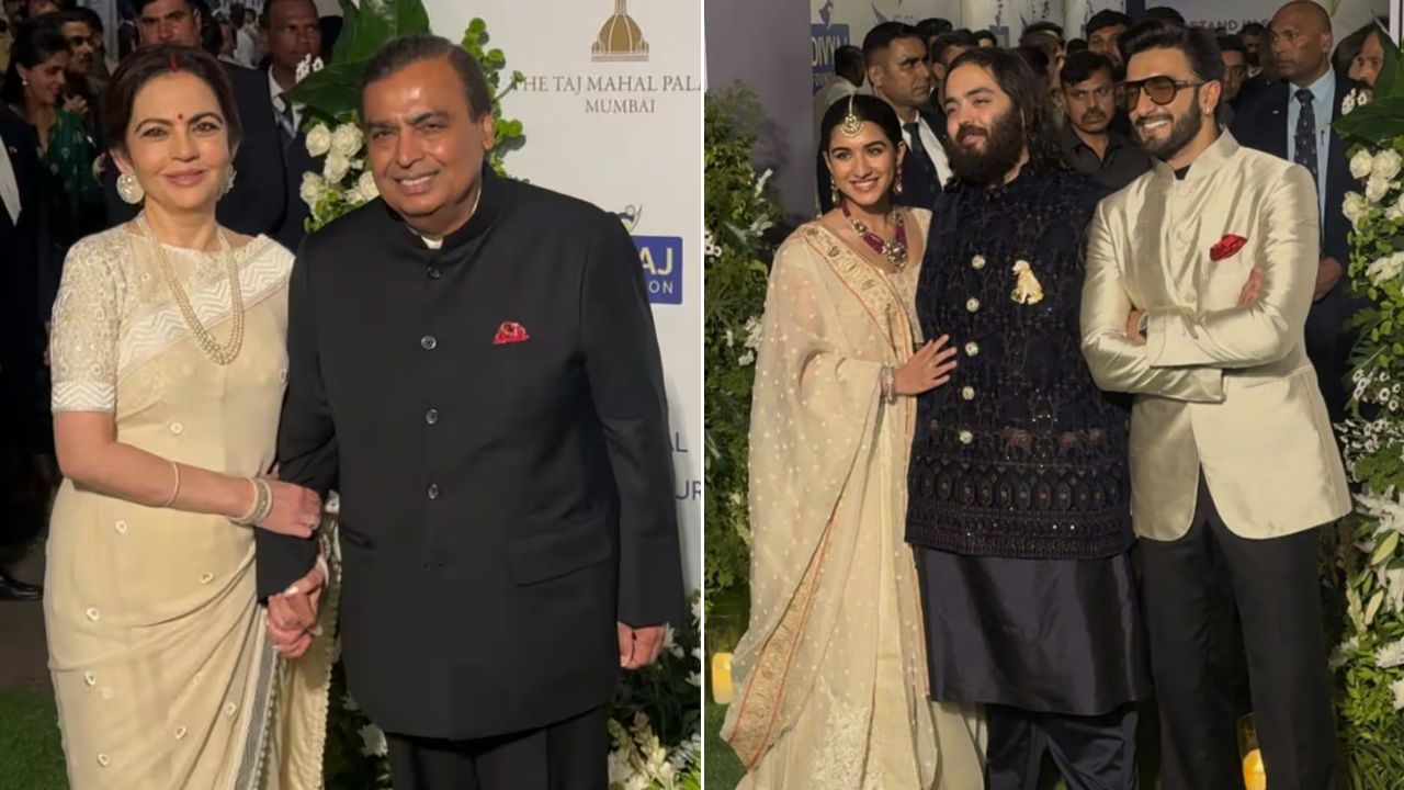 गोल्डन साडीमध्ये चमकल्या अंबानी महिला, शाहरुख, रणवीरसह दिले पोझ; पाहा PHOTOS