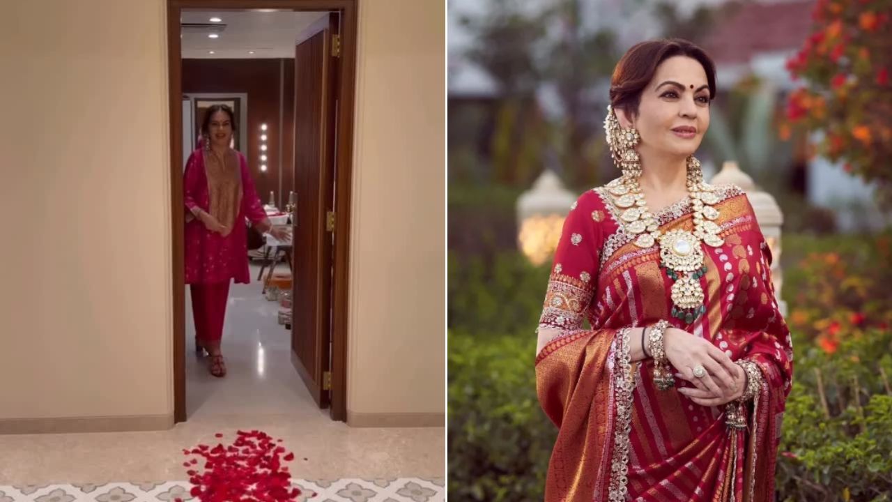 नीता अंबानींचा वाढदिवस उत्साहात साजरा; गुलाबी सूटमध्ये दिसला ग्लॅमरस लूक, टीमने दिले सरप्राईज