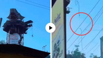 बंजी जंपिंग करताना रश्शी तुटली अन् अनर्थच घडला… कॅमेरात कैद झाला ऋषिकेशमधील भयानक थरार; Video Viral