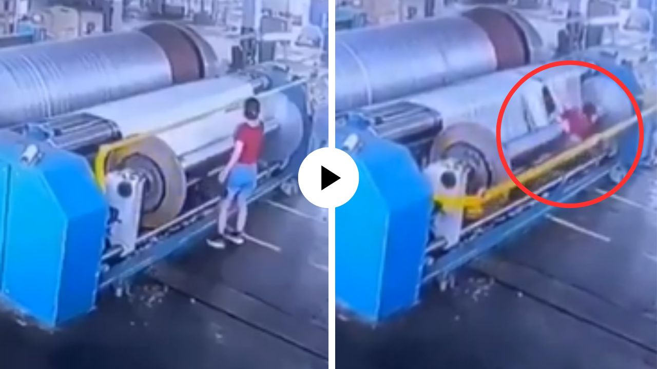 एक चुकी अन् महिलेचा जीव लागला टांगणीला! मशीनला चिपकली, गोल गोल फिरली अन्… चित्तथरारक Video Viral