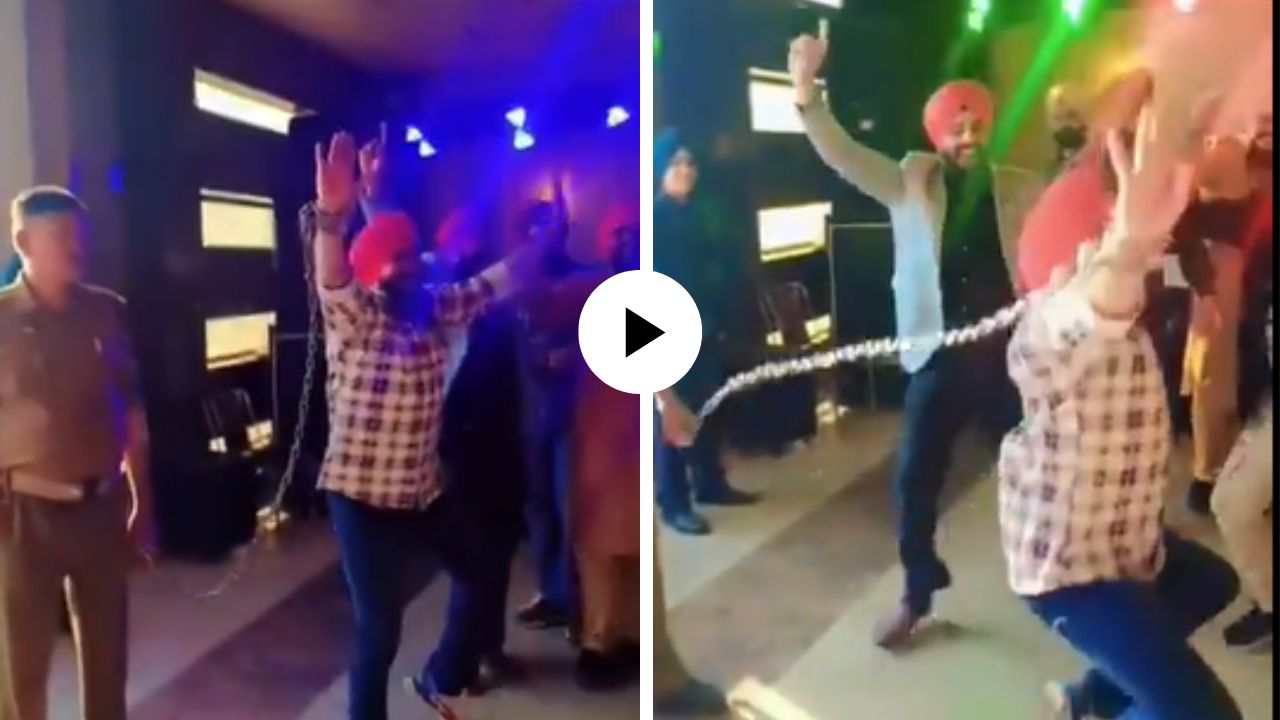 मित्राच्या लग्नासमोर कोण पोलिस आणि काय तुरुंग! हातात बेड्या घालून पठ्ठ्या भांगड्यात दंग; Video Video