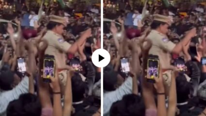 आनंद इतका झाला की लोकांनी पोलीस अधिकाऱ्यालाही नाचवलं, कडेवर उचललं अन्… मजेदार Video Viral
