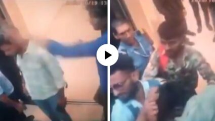 मस्ती आली अंगाशी…! प्रँक करताच मुलाला राग झाला अनावर, लिफ्टमध्येच तोंड सुजेपर्यंयत चोपलं; Video Viral