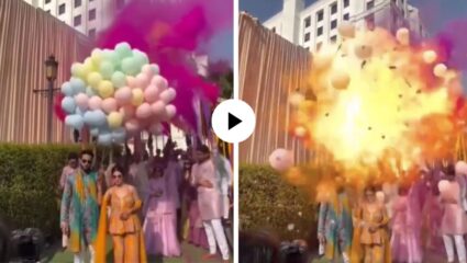 आनंदावर विरजण…! हळदी सोहळ्यात रॉयल एंट्री घेताच हायड्रोजन फुगे फुटले अन् बाहेर पडल्या आगीच्या ज्वाळा; Video Viral