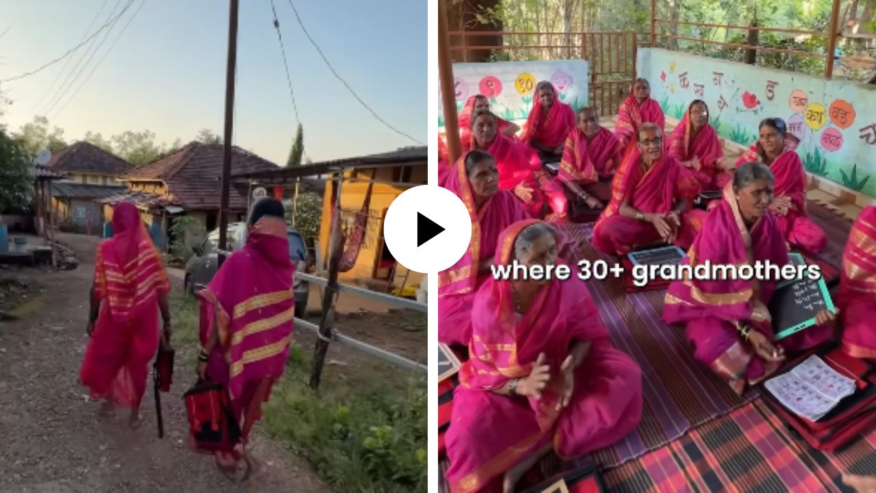 शिक्षणाला वयाचं बंधन नसतं! गुलाबी लुगड्याचा गणवेश अन् ‘आजीबाईची अनोखी शाळा’ पाहिलीत का? Video Viral