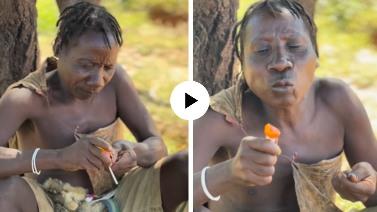 जंगलात राहणाऱ्या शिकाऱ्याने आयुष्यात पहिल्यांदाच चाखली चॉकलेट लॉलीपॉपची चव, दिली अशी रिॲक्शन…. पहा Viral Video