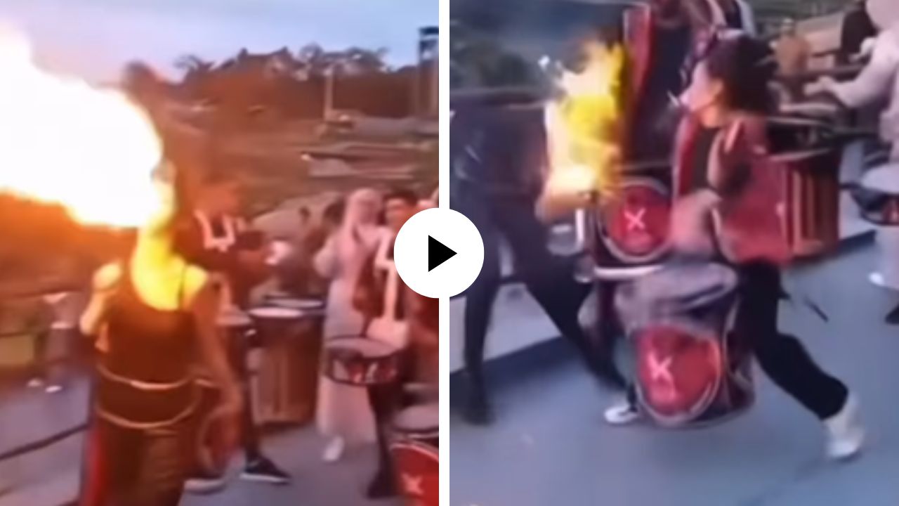 आगीशी खेळणं तरुणीला महागात पडलं! तोंडातून निघू लागल्या ज्वाळा, लोकांनी मारून मारून विझवली आग; Video Viral
