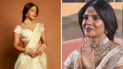 देसी गर्लचा ग्लॅमर! प्रियांकाची पांढऱ्या लेहेंग्यातील स्टायलिश एन्ट्री व्हायरल, हात जोडून केले ‘नमस्ते’