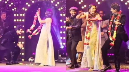 स्मृती आणि पलाश एकमेकांच्या प्रेमात बुडाले, स्वतःच्या संगीत समारंभात झाले रोमँटिक; पहा Video