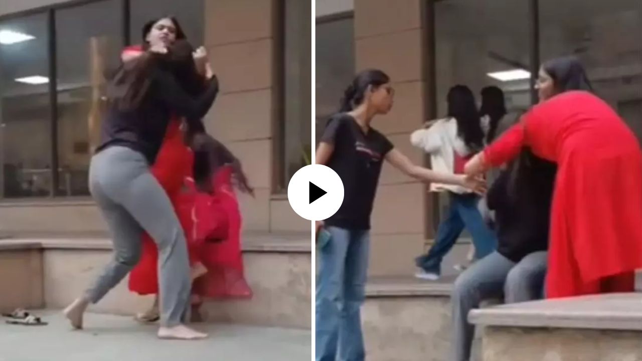 तुझ्या बापाची जागा आहे का? एकमेकींच्या आई-वडिलांवरुन शिवीगाळ करत तरुणींची तुफान हाणामारी, VIDEO VIRAL 