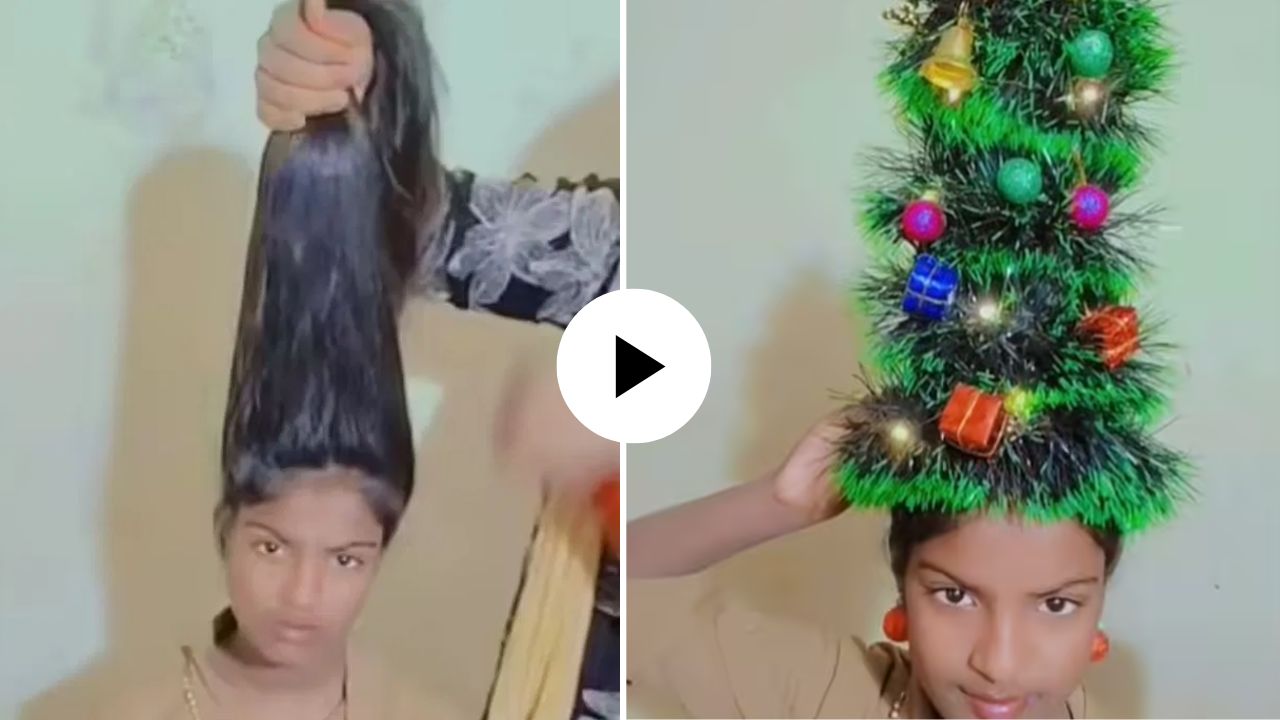 कौन हे ये लोग…! क्रिसमससाठी तरुणीने बनवली हटके हेअरस्टाईल; VIDEO पाहून तुम्हीही पोट धरुन हसाल