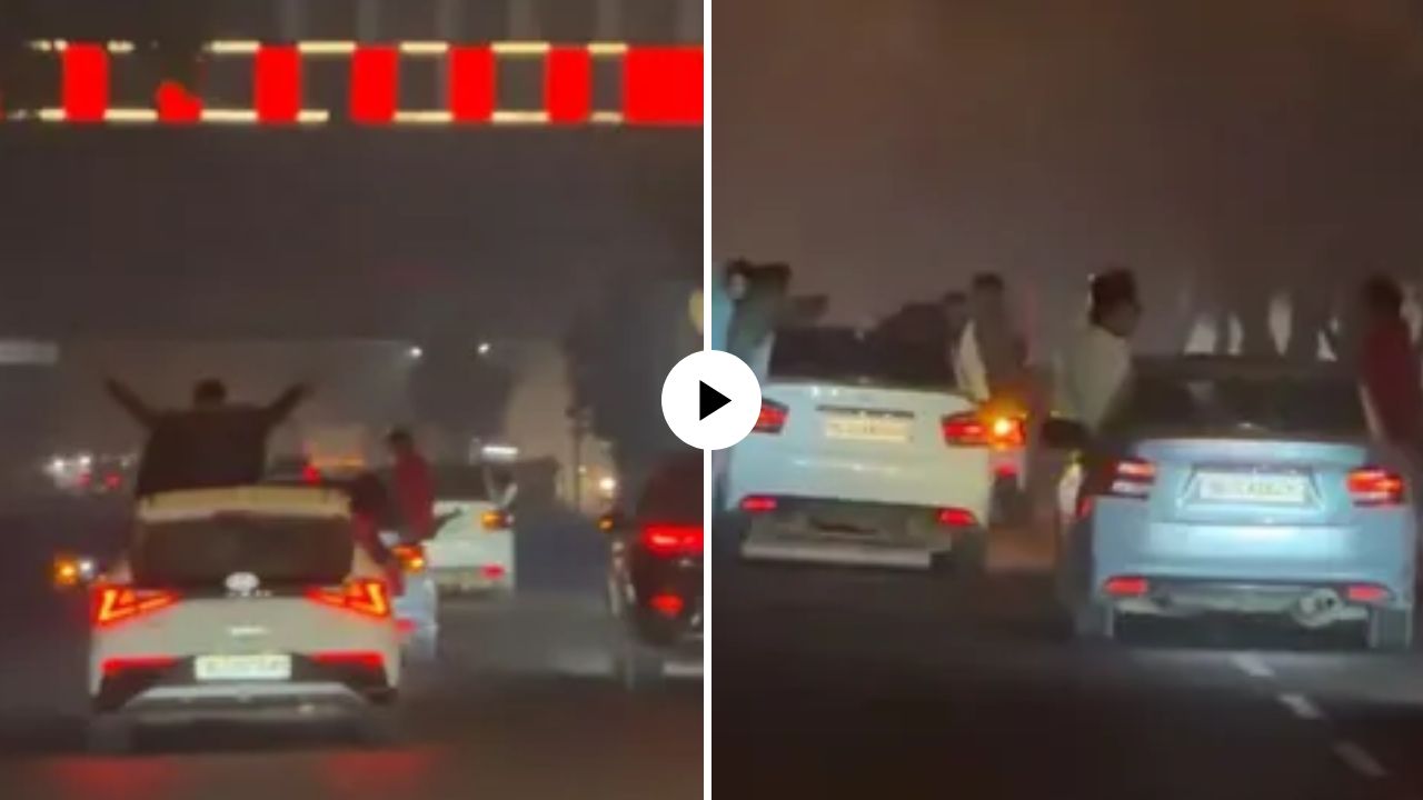 लोकांच्या जीवाशी खेळ! दिल्लीच्या रस्त्यांवर खिडकीला लटकून स्टंट, हुलड्डबाजीचा प्रकार; VIDEO VIRAL