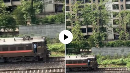 लोको पायलटचं रोमँटिक सरप्राईज! घरामागून ट्रेन धावताच हॉर्नमध्ये वाजवलं ‘I Love You’; पती-पत्नीचा क्यूट मूमेंट व्हायरल