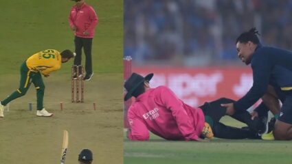 IND vs SA 5th T20I : संजू सॅमसनच्या शॉटने घेतला पंचाचा वेध! रोहन पंडित मैदानातच कोसळले; वेदनेने विव्हळतानाचा VIDEO व्हायरल