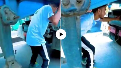 तरुणांच्या डोक्यात रिल्सचे खूळ! धावत्या ट्रकखाली स्केटिंग चालवण्याचे धाडस अन्…, भयावह VIDEO VIRAL