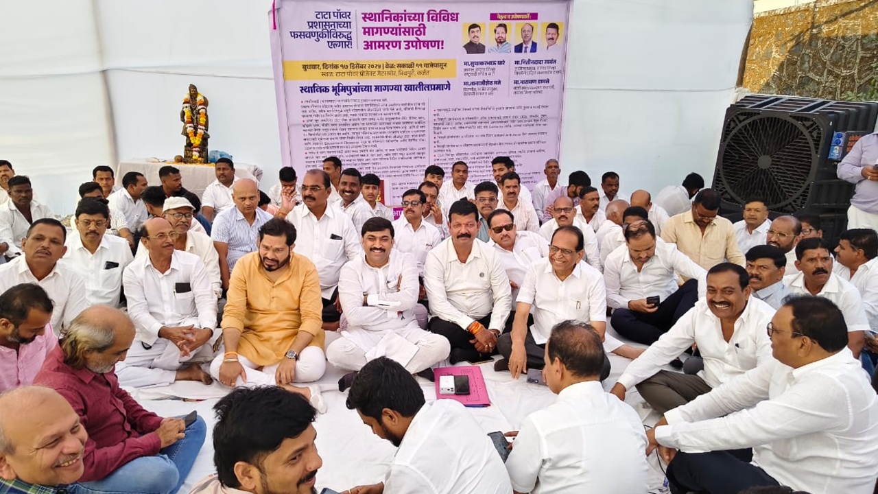 टाटा कंपनीच्या विरोधात राष्ट्रवादी काँग्रेस, शिवसेना ठाकरे आणि शेकापकडून उपोषण