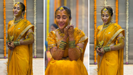 ‘ओली हळद लागे अंगाला’…तेजस्विनीचे खुलले सौंदर्य, समाधानच्या प्रेमाची लागली हळद