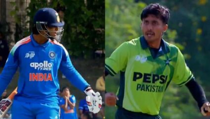 IND U19 vs PAK U19 : विकट गेल्यानंतर पाकिस्तानी गोलंदाजाने वैभवला डिवचलं! भारतीय खेळाडूने दाखवली जागा, Video Viral