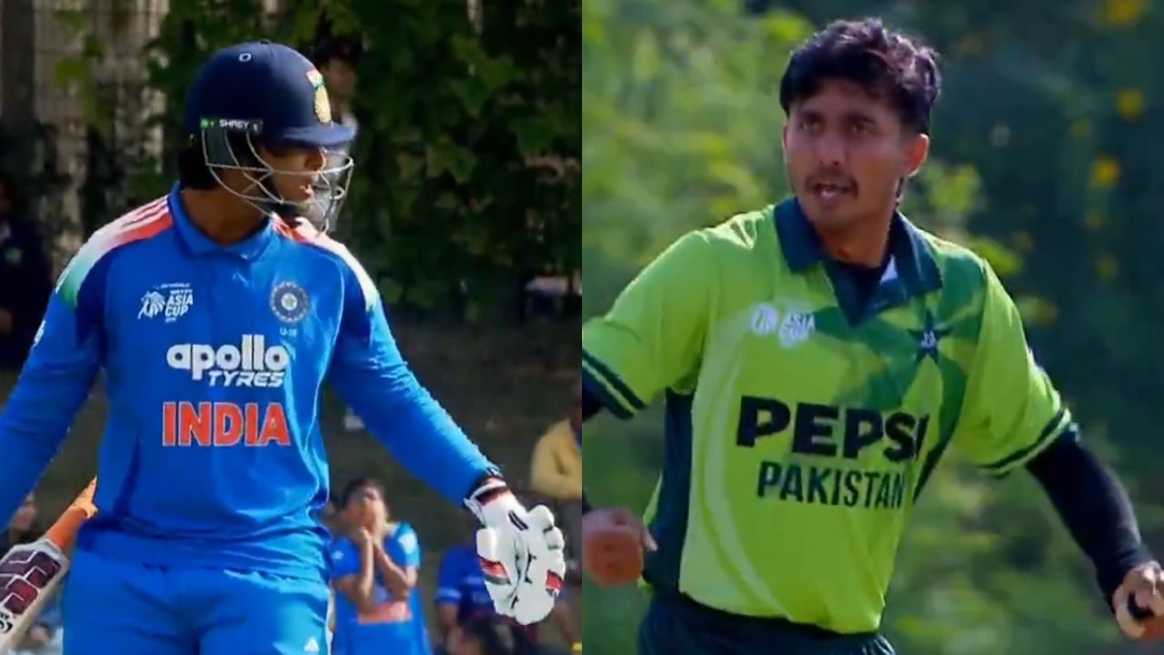 IND U19 vs PAK U19 : विकट गेल्यानंतर पाकिस्तानी गोलंदाजाने वैभवला डिवचलं! भारतीय खेळाडूने दाखवली जागा, Video Viral