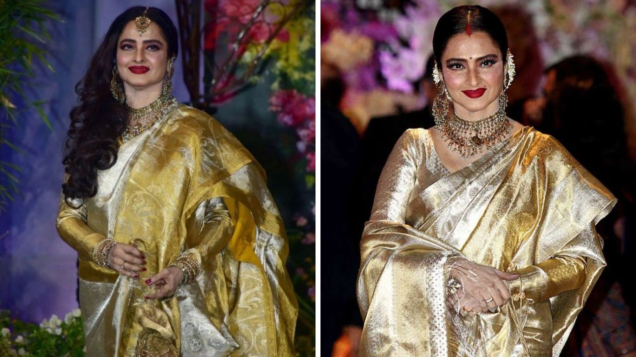 ऑफ व्हाईट किंवा सोनेरी रंगाची साडी नेसल्यानंतर त्यावर सोन्याचे दागिने घालावेत. गोल्डन रंगाच्या कांजीवरम सिल्क साडीवर सोन्याचे दागिने सुंदर दिसतात. 