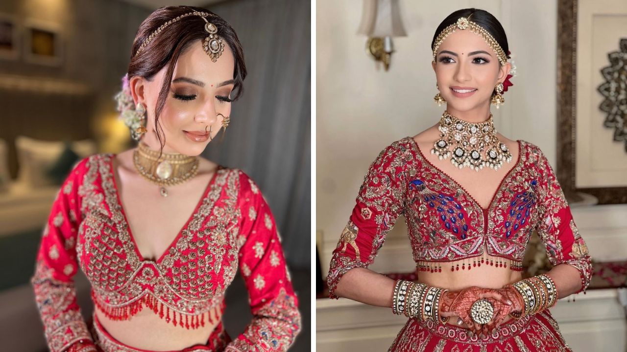 लेहेंग्यावर फुल हँड ब्लाऊज अतिशय आकर्षक दिसतात. ब्लाऊजवर बारीक सोनेरी मणी, डायमंड किंवा नाजूक नाजूक मोत्यांचा वापर करून केलेले आरी वारी ब्लाऊजची शोभा वाढवेल.