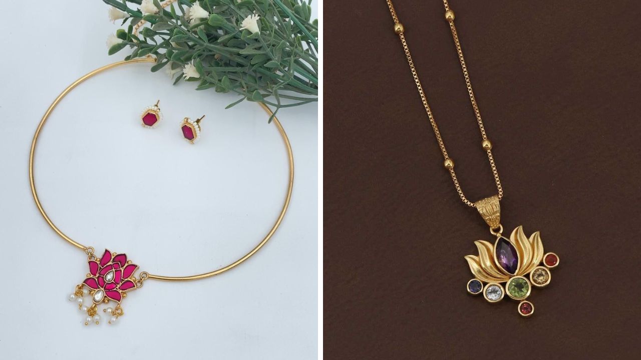 बाजारात सोनं, चांदीमध्ये आणि विशेषत: गुलाब सोन्यामध्ये दागिने उपलब्ध आहेत. कमळ नेकलेसमध्ये गुलाबी आणि हिरवा किंवा लाल आणि हिरवा असे अनेक पर्याय उपलब्ध आहेत.