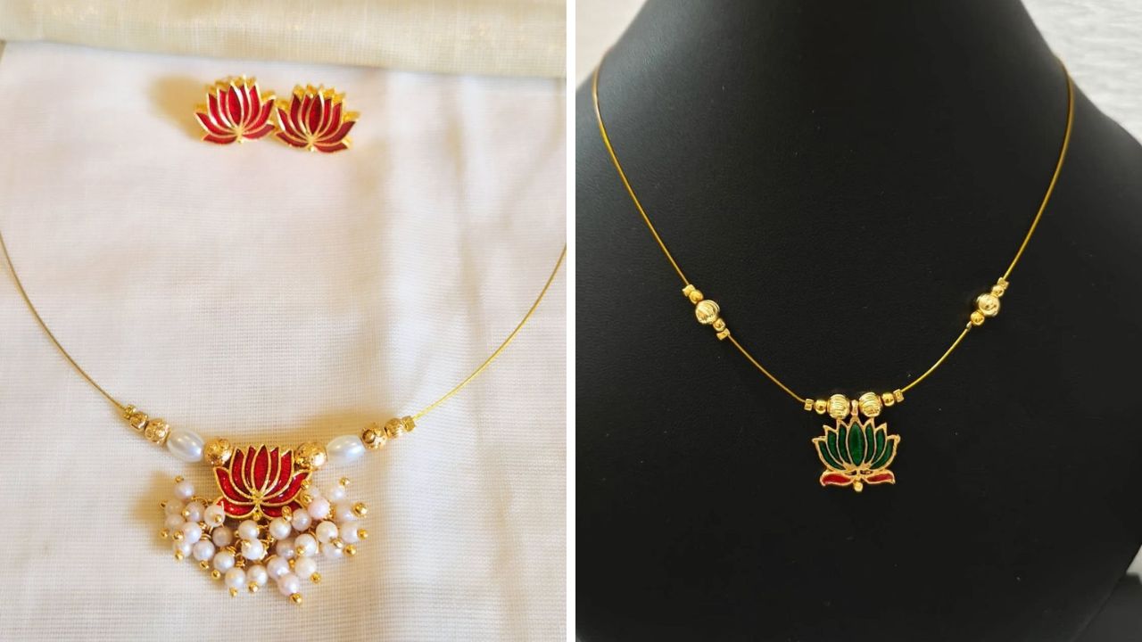 इनव्हिजिबल नेकलेस घालायला सगळ्यांचं खूप जास्त आवडतात. कारण हे नेकलेस वजनाने अतिशय लाईट वेट असतात. याशिवाय साडी किंवा ड्रेसवर तुम्ही सहज घालू शकता.