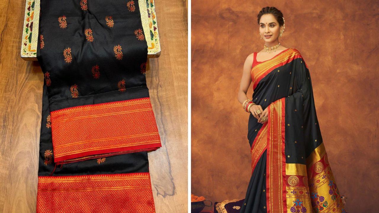 पैठणीच्या पदरावरील मोर, पोपट आणि कमळाची नक्षी साडीला पारंपरिक बनवताना. त्यामुळे साडी खरेदी करताना त्यावरील डिझाईन व्यवस्थित पाहावी.  