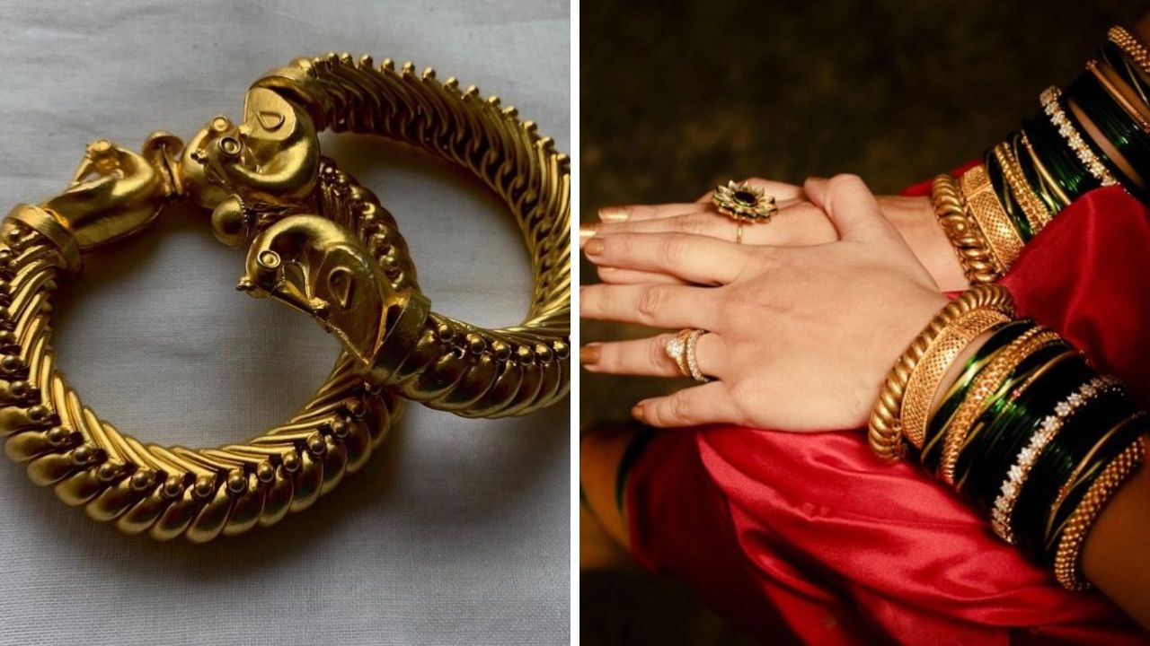 लग्नातील नऊवारी साडीवर इतरांपेक्षा हटके आणि रॉयल लुक हवा असेल तर या डिझाईनचे हेवी गोठ परिधान करावेत.