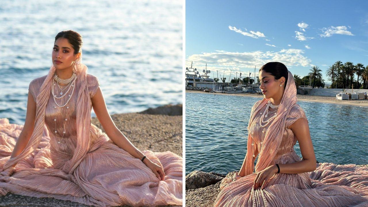 अभिनेत्री जान्हवी कपूरचा कान्समधील पहिला लूक साधा आणि सिंपल होता. यामध्ये तिने कोणत्याही पाश्चात्य संस्कृतीचे अनुकरण केले नव्हते. गुलाबी रंगाच्या ड्रेसवर मोत्याचे दागिने परिधान केले होते. 