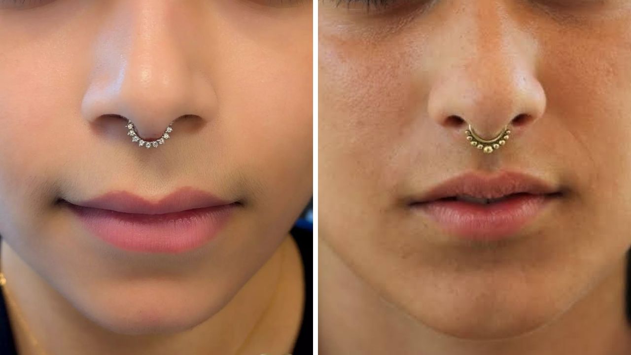 काहींना या डिझाईनची नोजपिन घालायला खूप जास्त आवडते. इतरांपेक्षा हटके आणि स्टायलिश लुक हवा असेल तर तुम्ही राऊंड शेप असलेली नोजरिंग ट्राय करू शकता.