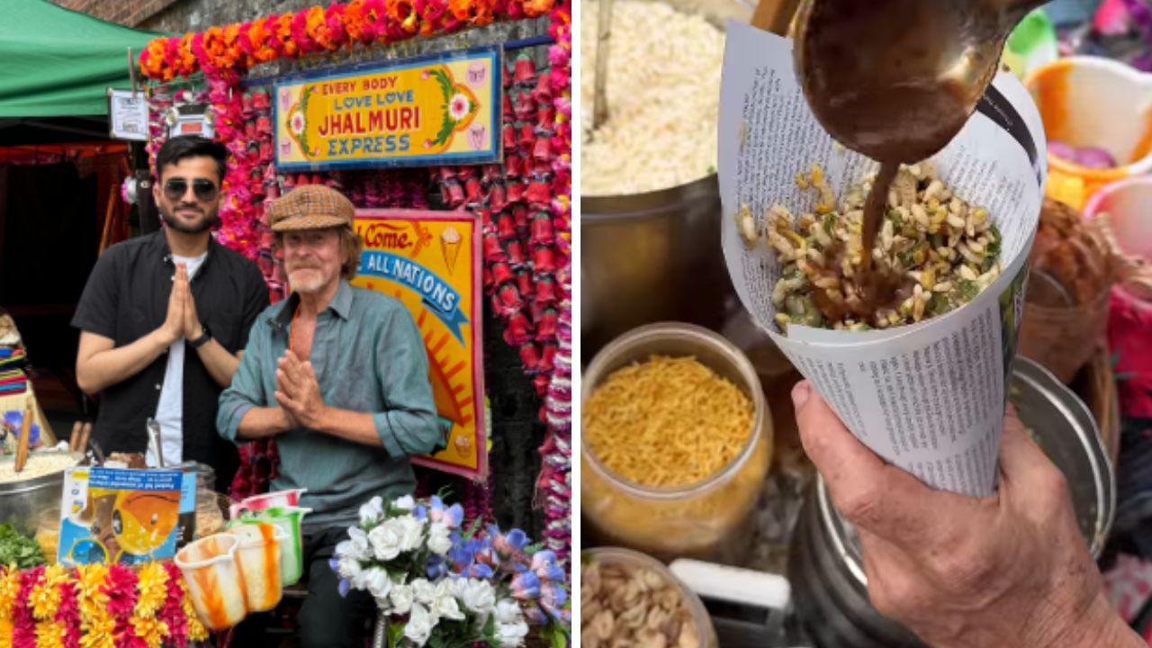 इंग्रज बाबू लंडनच्या रस्त्यावर विकतोय ‘झलमुरी’! नोकरी सोडून चालू केला स्वतःचा व्यवसाय, Video viral इंग्रज बाबू लंडनच्या रस्त्यावर विकतोय ‘झलमुरी’! नोकरी सोडून चालू केला स्वतःचा व्यवसाय, Video viral