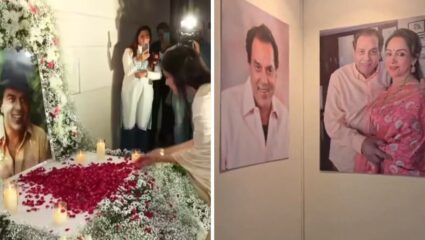 Dharmendra Prayer Meet: धर्मेंद्र यांच्या आठवणीत हेमा मालिनी यांनी ठेवली प्रार्थना सभा; ‘ही-मॅन’च्या जीवनातील फोटोंनी सजवली खोली