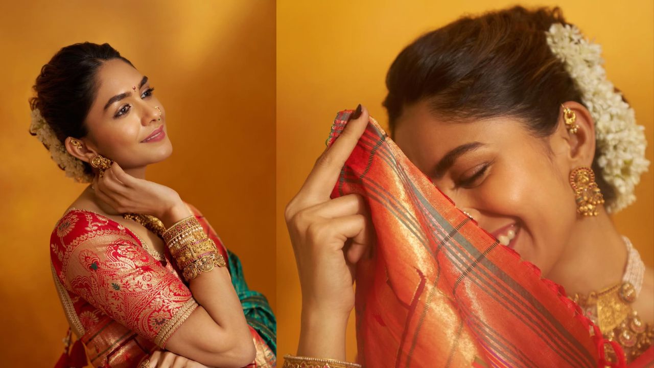 पारंपरिक दागिने, केसात माळले गजरा असा मृणाल लुक चाहत्यांच्या पसंतीस उतरताना दिसतोय.