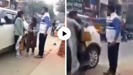 प्रिन्सिपलला घेऊन शिक्षिका गेली OYO हॉटेलमध्ये… पण अचानक नवरा आला अन् रस्त्यावरच सुरू झाला हाय व्होल्टेज ड्रामा; Video Viral