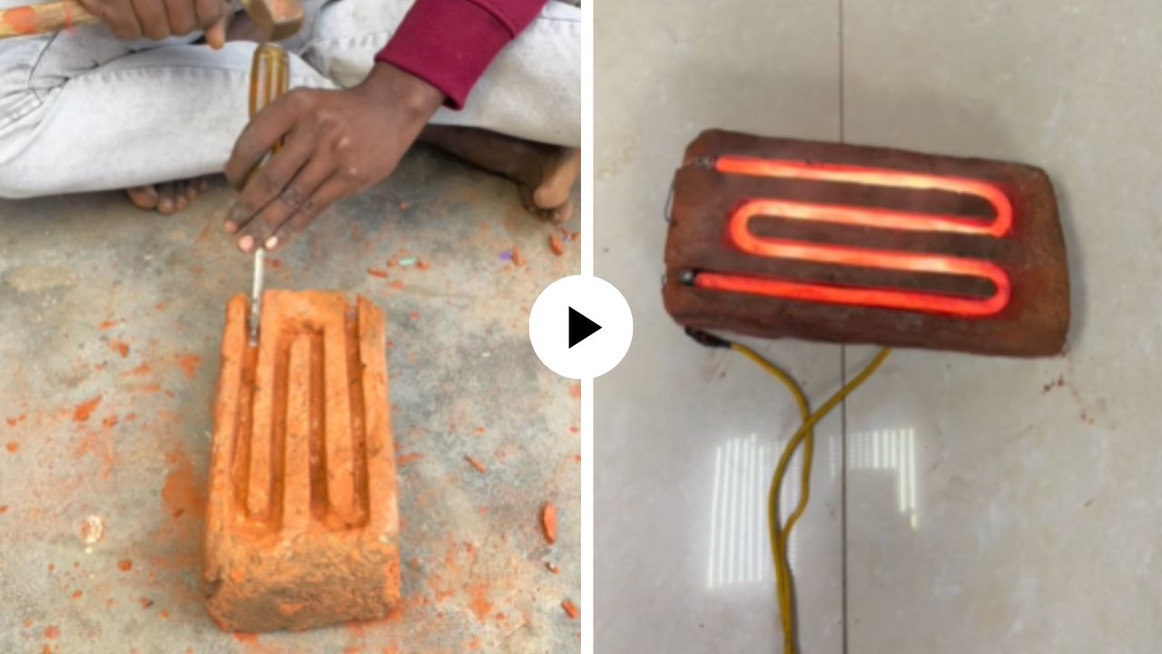 भावाच्या जुगाडाला सलाम! ना वीज, ना गॅस… विटांपासून तयार केला देसी हिटर, पाहून कुणाचाच विश्वास बसेना; Video Viral